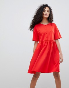 Свободное платье на пуговицах с короткими рукавами ASOS DESIGN - Красный
