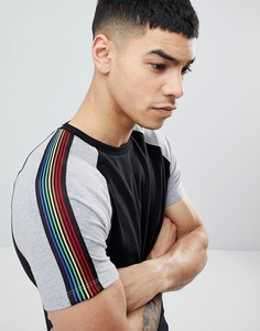 Черная обтягивающая футболка с контрастными рукавами реглан ASOS DESIGN - Черный