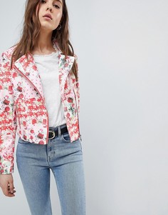 Байкерская куртка из искусственной кожи с цветочным принтом ASOS DESIGN - Мульти