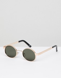 Золотистые овальные солнцезащитные очки с черными стеклами ASOS DESIGN - Золотой