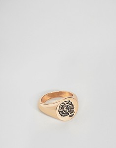 Золотистое кольцо-печатка с тигром ASOS DESIGN - Золотой