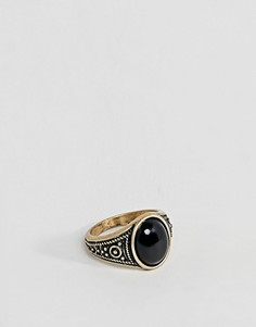 Золотистое кольцо на мизинец с черной эмалью ASOS DESIGN - Золотой