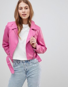 Байкерская куртка из искусственной кожи ASOS DESIGN - Розовый