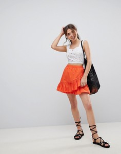Хлопковая мини-юбка с запахом ASOS DESIGN - Оранжевый