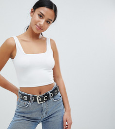 Укороченный топ на бретельках с квадратным вырезом ASOS DESIGN Petite - Белый