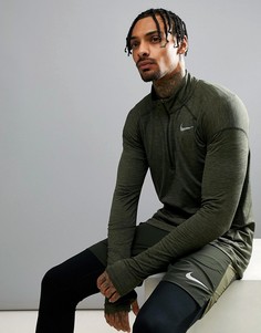 Свитшот цвета хаки с короткой молнией Nike Running Dry Element 857820-355 - Зеленый