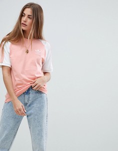 Розовая футболка с тремя полосками adidas Originals - Розовый
