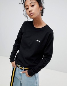 Oversize-лонгслив с надписью One Love Stussy - Черный