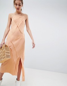 Платье из 100% шелка с необработанными краями ASOS WHITE - Розовый