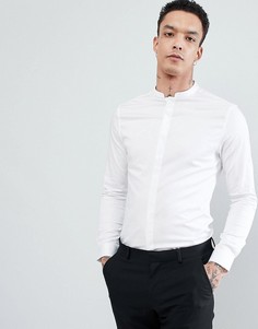 Облегающая рубашка с воротником-стойкой ASOS DESIGN - Белый