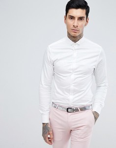 Сатиновая рубашка скинни с двойными манжетами ASOS DESIGN - Белый