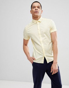 Желтая облегающая рубашка с короткими рукавами ASOS DESIGN - Желтый
