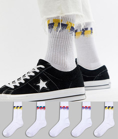 Набор из 5 пар носков в стиле ретро с полосками ASOS DESIGN - Белый