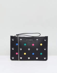 Клатч с отделкой заклепками Love Moschino - Черный