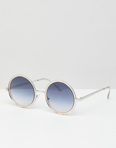 Круглые солнцезащитные очки с синими стеклами ASOS DESIGN - Серебряный