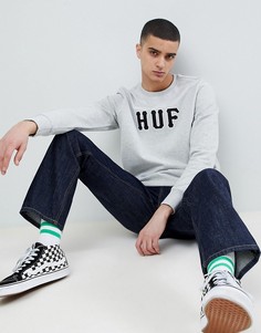 Серый свитшот с аппликацией-логотипом HUF - Серый