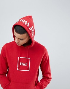 Красный худи с логотипом и принтом на капюшоне HUF - Красный