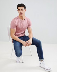 Розовая удлиненная облегающая футболка с закругленным краем ASOS DESIGN - Розовый