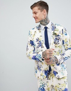 Белый пиджак зауженного кроя с цветочным принтом ASOS DESIGN Wedding - Белый