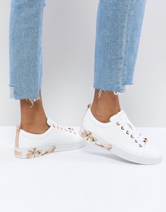 Кожаные кроссовки с цветочной отделкой Ted Baker - Белый