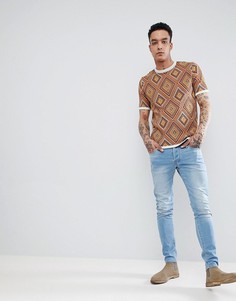 Трикотажная футболка с ромбовидным узором ASOS DESIGN - Мульти