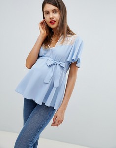 Топ с кружевной вставкой эксклюзивно для ASOS DESIGN Maternity - Синий