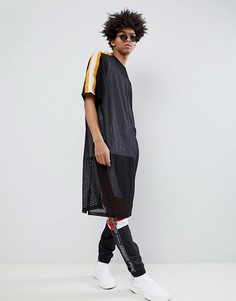 Длинная сетчатая oversize-футболка с лентой ASOS DESIGN - Черный