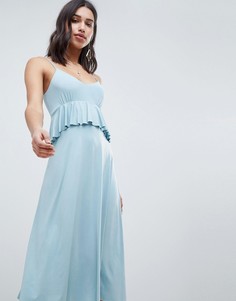 Легкое платье миди с баской ASOS DESIGN - Синий