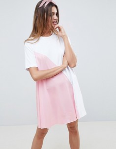 Платье-футболка мини в стиле колор блок ASOS DESIGN - Мульти