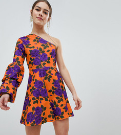 Короткое приталенное платье на одно плечо ASOS DESIGN Petite - Мульти
