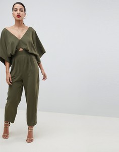 Комбинезон с широкими штанинами и рукавами-кимоно ASOS DESIGN - Зеленый