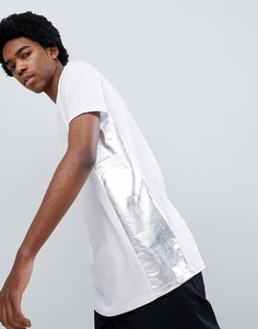 Длинная свободная футболка с боковыми вставками ASOS DESIGN - Белый