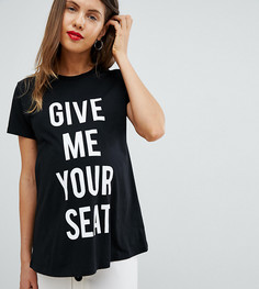 Черная футболка с принтом Give me your seat ASOS DESIGN Maternity - Черный