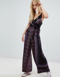 Комбинезон с запахом и принтом Free People - Черный