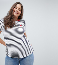 Футболка в полоску с сердцем New Look Curve - Черный