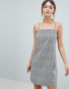 Платье мини в клетку с квадратным вырезом ASOS DESIGN - Мульти