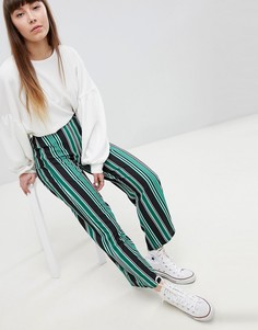 Широкие брюки в полоску New Look - Зеленый