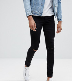 Черные джинсы скинни с рваными коленями ASOS TALL - Черный