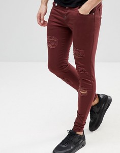 Джинсы скинни с рваной отделкой Ascend Denim - Красный