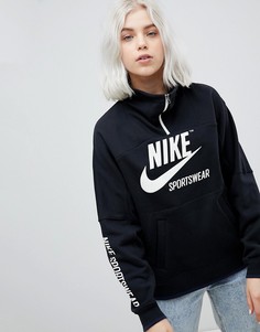 Черный топ с воротом на молнии Nike Archive - Черный