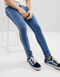 Синие джинсы скинни с полосками по бокам ASOS - Синий