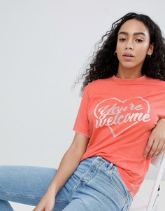 Оранжевая футболка с принтом Youre welcome ASOS DESIGN - Оранжевый