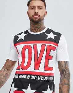 Белая футболка с принтом Love Moschino - Белый