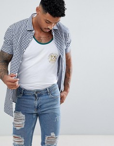 Темно-синяя рубашка в клеточку с короткими рукавами Armani Exchange - Темно-синий