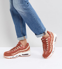 Бархатные кроссовки персикового цвета Nike Air Max 95 - Оранжевый