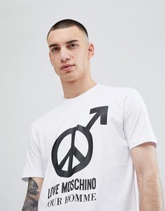 Белая обтягивающая футболка с логотипом Love Moschino - Белый