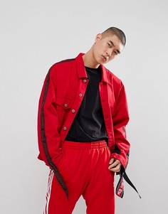 Джинсовая куртка с сетчатыми вставками и отделкой лентой Granted - Красный