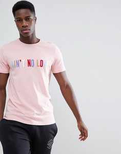 Футболка с заниженной линией плеч и надписью на груди Jack &amp; Jones Originals - Розовый