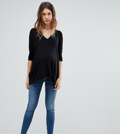 Синие джинсы скинни с завышенной талией ASOS MATERNITY PETITE RIDLEY - Синий