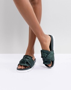 Зеленые сандалии с атласным бантом Glamorous - Зеленый
